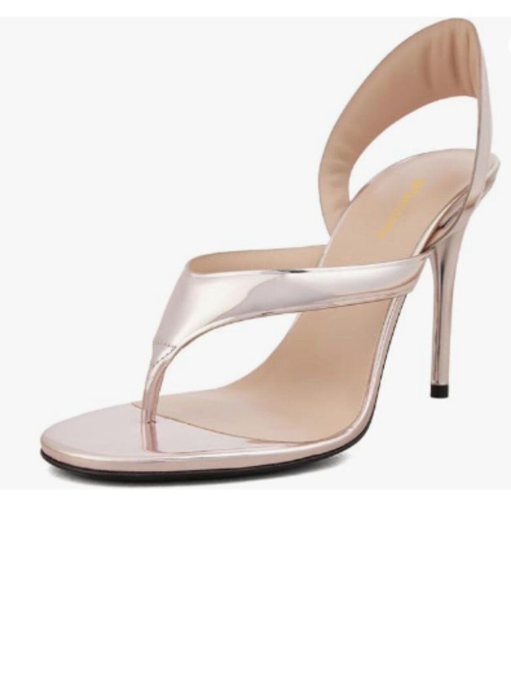Wansseny Light Pink Open Split Toe Slip on Slingback High Heel Thong Sandals
